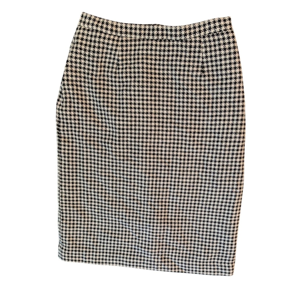 Appleseeds Womens Black White Houndstooth Wool Blend Pencil Skirt Size 6 Pockets